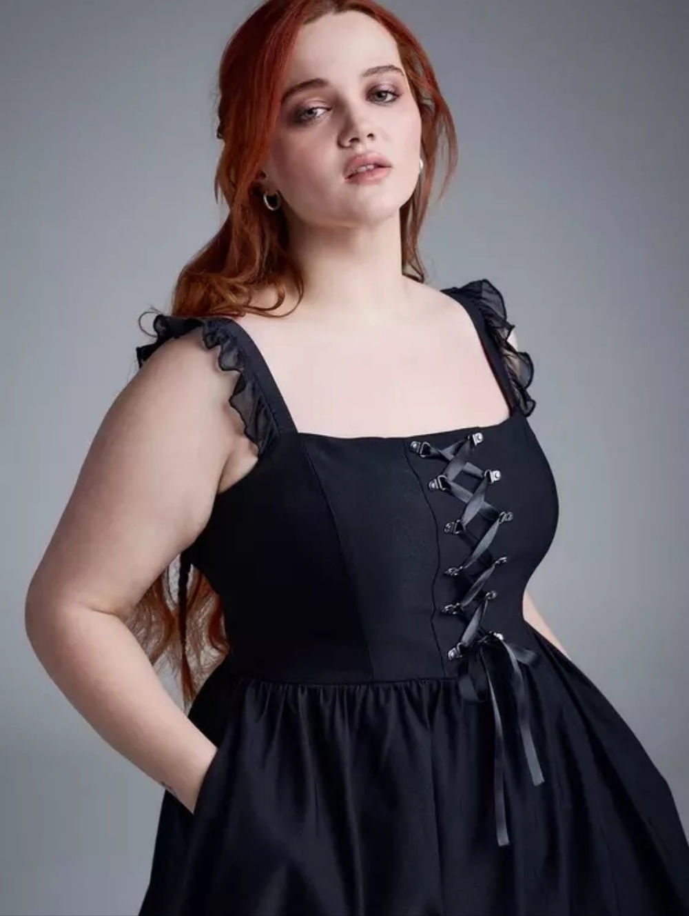 Torrid Nightfall Black Goth Lace Up Corset Midi Dress Women's Plus Size 14 Nwt - Picture 3 of 5